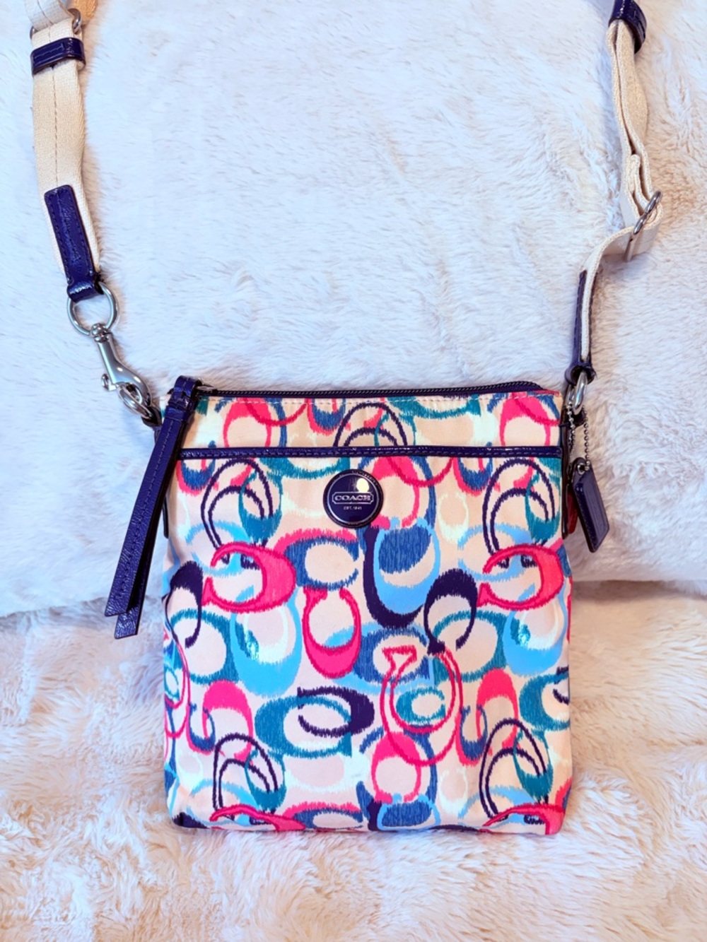 🩷🩷Coach Multicolor Signature Crossbody Bag - Pink/Blue🩷🩷